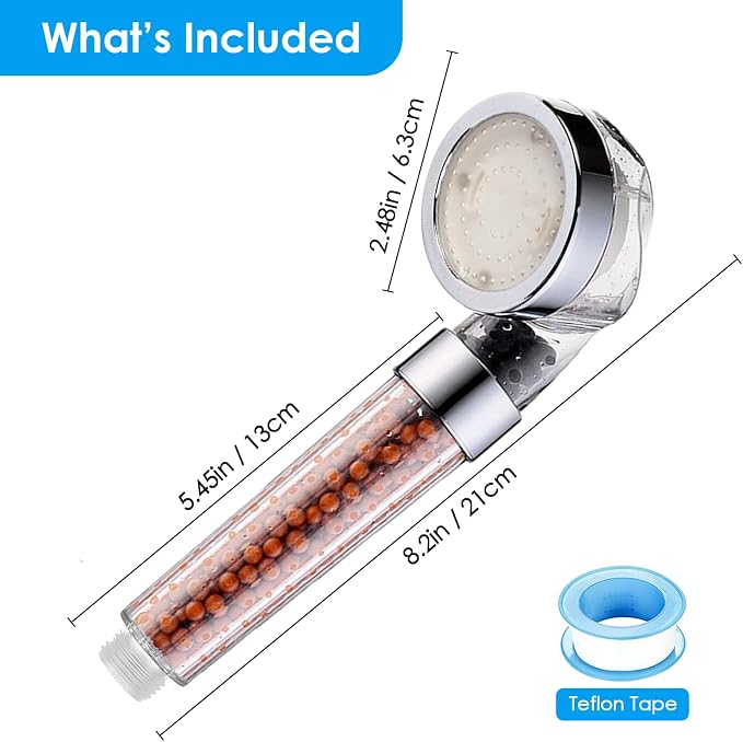 Vacto LED Handheld Shower Head Set with Filtration, Automatic 7-color Changing Shower Head Kit, Water Saving Showerheads with Filtration Beads, High Pressure Handheld Shower Head (No Hose and Bracket)