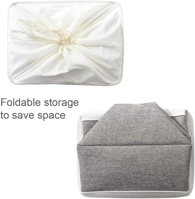 Storage Baskets for Organizing, X Large - 3 Pack 17.7L×13.8W×9.8H in Foldable Storage Bins for Shelves, Fabric Storage Box for Closet Nursery Toy Gift (White & Grey)
