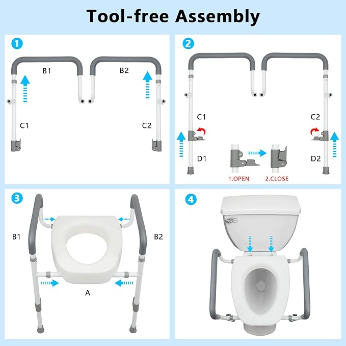 Toilet Seat Risers for Seniors with Handles, 3.5-inch Rise | Raised Toilet Seat with Handles for Seniors, Elevated Toilet Riser for Handicap & Elderly, Assists Standing & Sitting