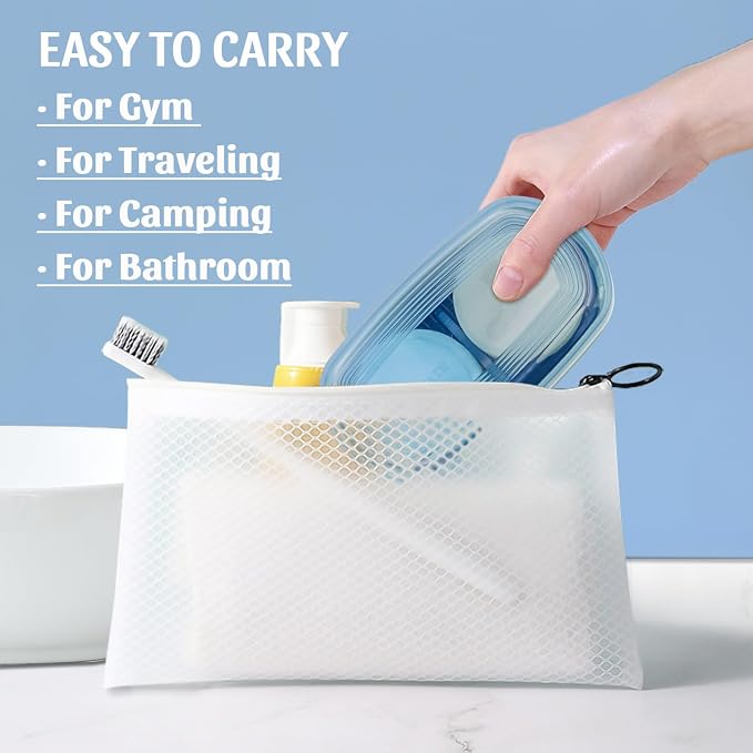 OZNER Clear Travel Soap Case Compatible with Kitsch - Leak-Proof Multi-Use Soap Holder with Draining Layer for Shampoo Bars, Conditioner Bars & Soap (Blue,1 Pack)