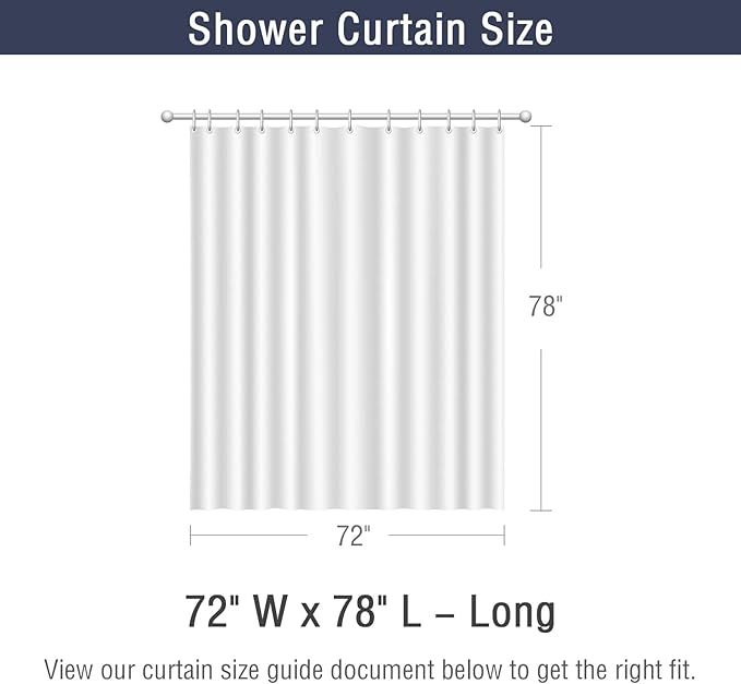 Long Black Ombre Fabric Shower Curtain, 72 x 78 | Tall Black Ombre Shower Curtain for Bathroom, Fabric Shower Curtain Set , Water Repellent, Machine Washable