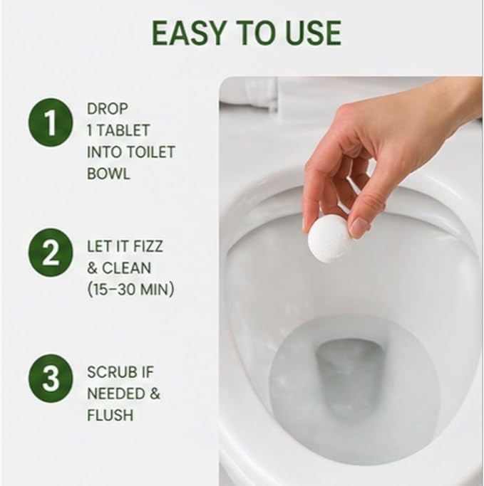 Toilet Bowl Cleaner Tablets, 20 Count – Removes Hard Water Rings, Stains & Odors | Bleach-Free, Plant-Based & Septic Safe | 7 Scents | Handmade in Texas (Clean Linen)