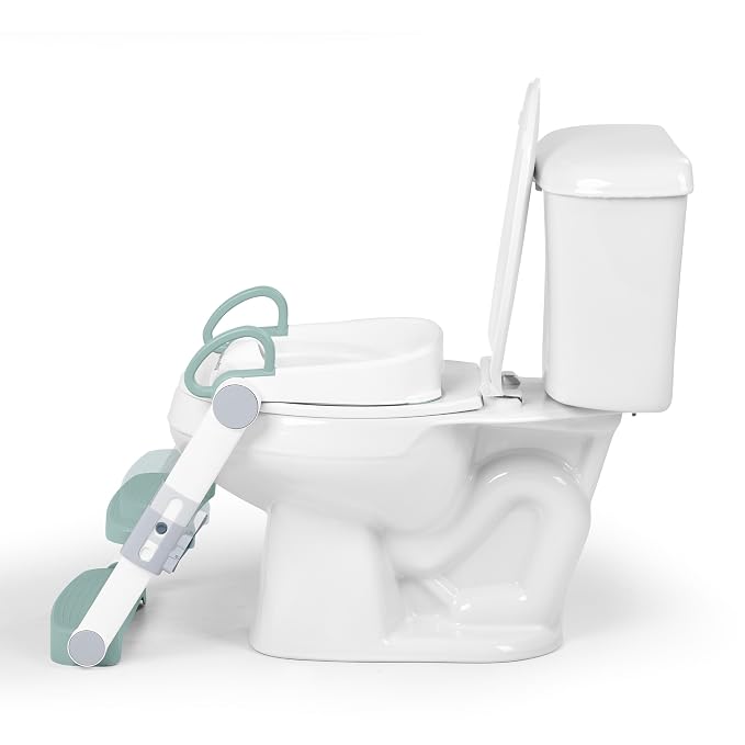 Ingenuity Foldaway Ladder Potty, Adjustable Step Stool Toilet Trainer Seat, Folds Flat for Easy Storage, Fits Most Toilets, Includes Potty Training Guide