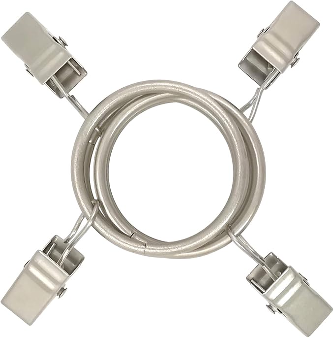 LLPJS 100 Pack Curtain Rings with Clips, Curtain Clip Rings Hooks, Bow Hanger Clips for Hanging Drapery Drapes Bows, Ring 1.26 inch Interior Diameter, Fits up to 1" Rod, Matte Silver