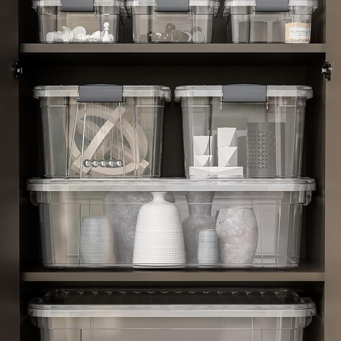 Superio Clear Storage Box with Lid, 36 Quart Plastic Container Bins for Organizing, Stackable Crates, BPA Free, Non Toxic, Odor Free, Organizers for Home, Office, School, and Dorm