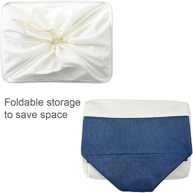 Collapsible Storage Bin for Shelves - Large 3 Pack 16x12x8 inch Storage Basket for Organizing with Handles, Canves Storage Box for Organizer Toy Closet Cloth Gift (White & Jean Blue)