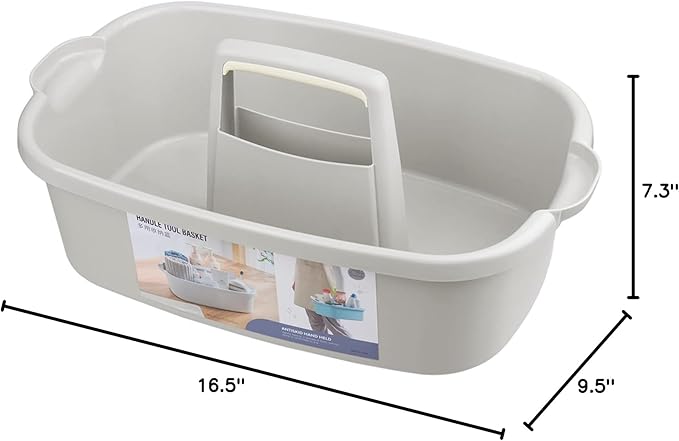 Large Cleaning Supplies Caddy Portable Shower Caddy Basket Light Gray 2Pk | Sturdy Supply Organizer with Handle Plastic Bucket Tool Storage for Bathroom Bedroom Kitchen Garden College Dorm Essentials