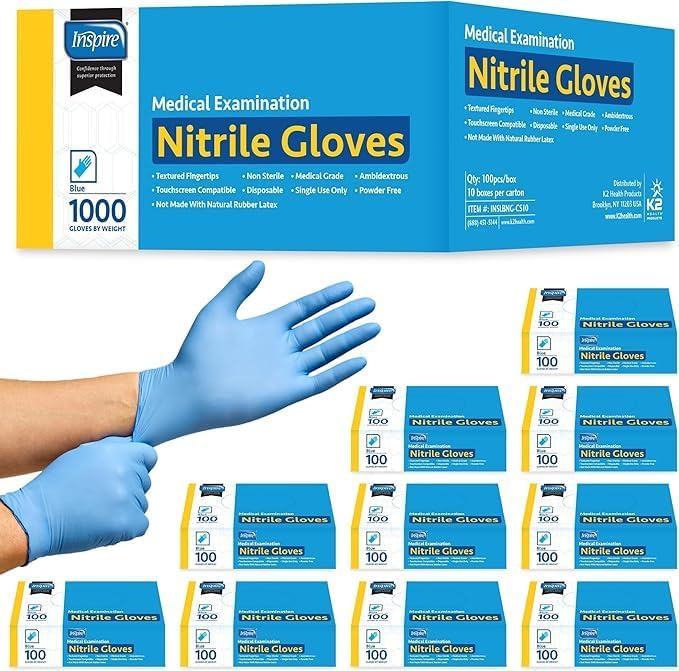Inspire Black Nitrile Disposable Gloves | 4.5 Nitrile Disposable Safety Medical Cooking Cleaning Gloves
