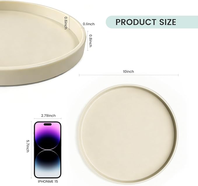 1 Pack 10" Bathroom and Vanity Tray, ABS Bathroom Counter Organizer, Coffee Table Decor for Perfume, Candles, Keys &More. Kitchen Countertop Organizer, Decorative Tray Soap Holder, Yellow