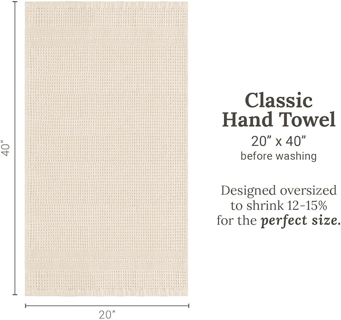 GILDEN TREE Waffle Hand Towels for Bathroom Quick Dry Towel Super Absorbent Thin 100% Cotton Lint Free, Hand Towels for Bathroom Set of 2, Classic Style (Cream)