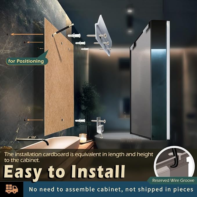 21x28 Inch Left Hinge Aluminum LED Bathroom Medicine Cabinet with Mirror | Light Adjustment, Anti-Fog, Sockets&USBs, High Capacity, Easy to Install