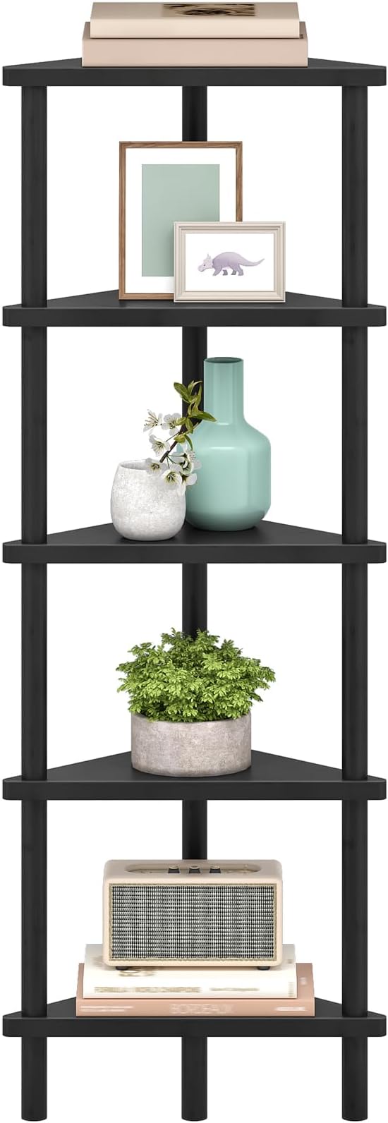 HOOBRO Corner Shelf Stand, 5-Tier Bamboo Corner Bookshelf, Plant Display, Corner Bookcase, Multipurpose Shelving Unit for Small Space, Living Room, Easy Assembly, BK124CJ01