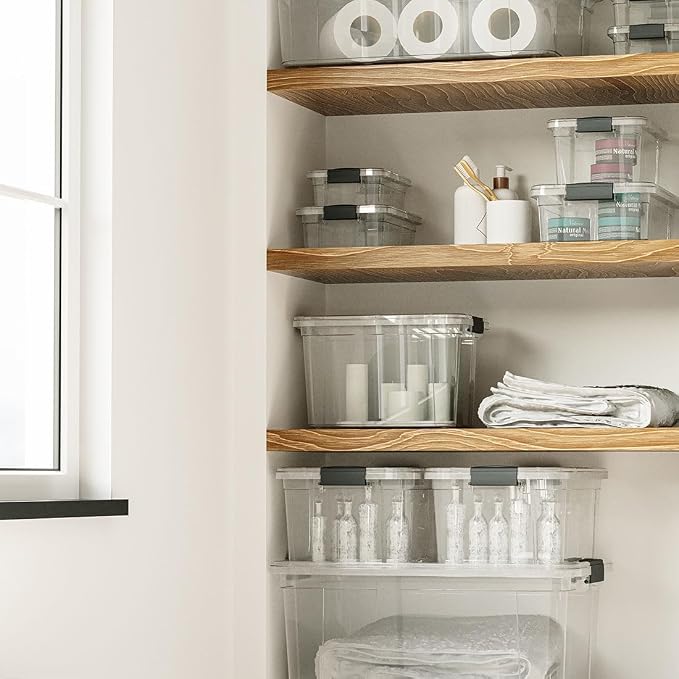 Superio Clear Storage Box with Lid, 4.5 Quart Plastic Container Bins for Organizing, Stackable Crates, BPA Free, Non Toxic, Odor Free, Organizers for Home, Office, School, and Dorm