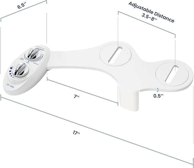 LUXE Bidet NEO 185 - Bidet Attachment for Toilet Seat, White | Non-Electric, Dual Nozzle, Self-Cleaning, Adjustable Water Pressure, Rear & Feminine Wash