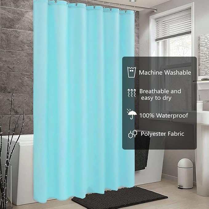 LLSCL Sapphire Blue Fabric Shower Curtain Liner with Magnets, Waterproof Hotel Quality, 72 x 72 Machine Washable