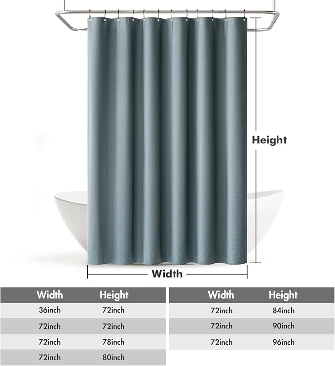 MIULEE 72 x 84 Extra Long Linen Shower Curtain Dusty Blue 12 Metal Hooks | Washable, Fabric Shower Curtain, Waterproof Neutral Thick Cloth Shower Curtain, Bathroom Hotel Bathtub