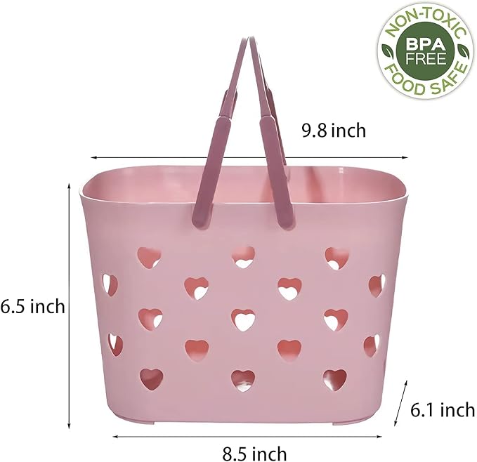 Portable Shower Caddy with Handle Plastic Shower Basket Organizer, Pink | Bathroom Caddy Storage Tote Cleaning Supply Caddy for College Dorm, Kitchen, Pantry, Garage