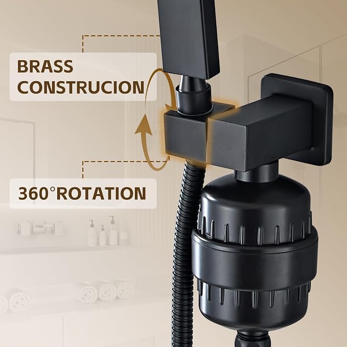 Handheld Shower Head,High Pressure Shower Head,Water Saving Detachable Shower Wand with Solid Brass Body and 5 ft Flexible Hose, Easy to Clean and Durable (Shower Head with Filter)