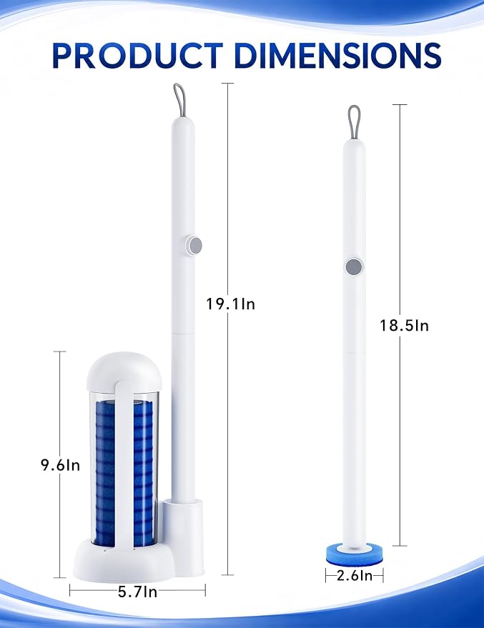 Toilet Brush Kit, Disposable Toilet Bowl Cleaner Brush with Blue Replacement Heads, Press-Button Wand and Self-Closing Freestanding Holder (2 Toilet Brush + 91 Refills)