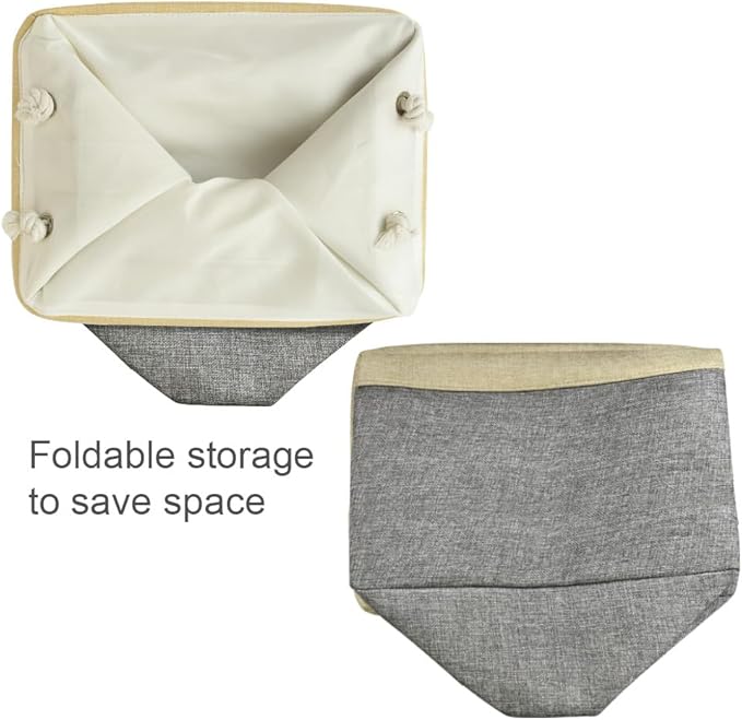 Storage Basket for Organizing - Fabric Large Cubes 3 Pack 16x12x12 inch Baskets, Cube Storage Bin for Shelves Organizer Closet Cloth Gift Toy (Gold & Grey)