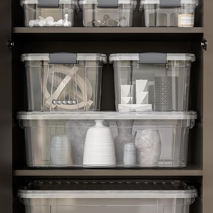 Superio Clear Storage Box with Lid, 21 Quart Plastic Container Bins for Organizing, Stackable Crates, BPA Free, Non Toxic, Odor Free, Organizers for Home, Office, School, and Dorm