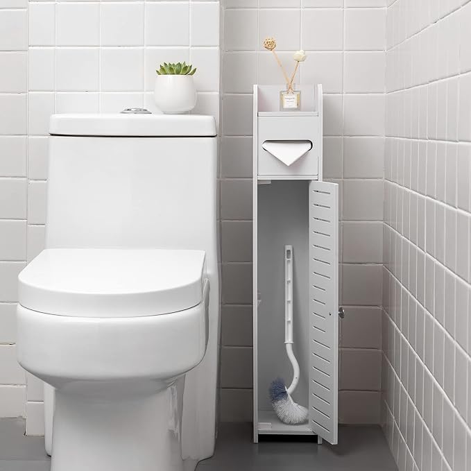 AOJEZOR Small Bathroom Storage Cabinet: No Drill Ultra-Narrow for Renters