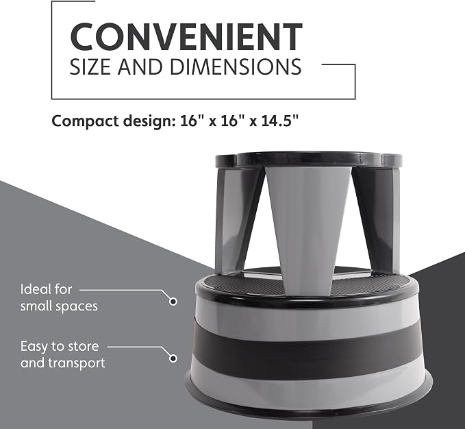 Cramer Kik Step Steel Step Stool - Two Step Stool, Holds 350 lbs (Gray)