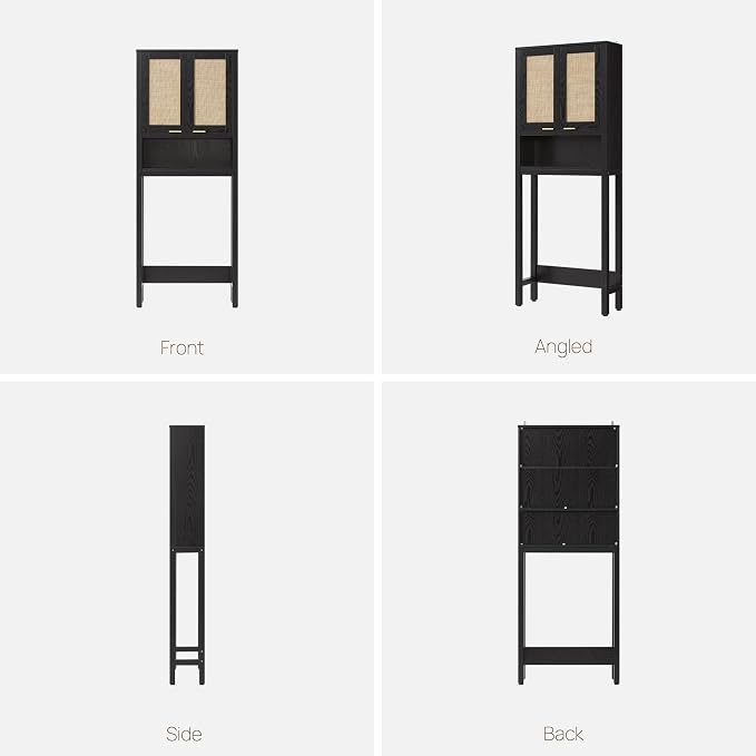 SICOTAS Over the Toilet Storage Cabinet, Rattan Door Bathroom Organizer | Freestanding Bathroom Organizer with Adjustable Shelf, Over Toilet Storage Cabinet for Bathroom, Laundry Room, dnd Restroom