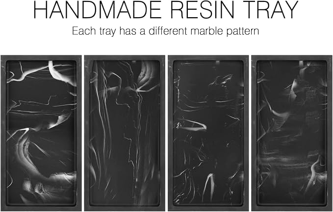 Luxspire Resin Bathroom Vanity Tray Countertop Organizer, Mini, Ink Black | 8 x 4 inch, non-slip waterproof resin, easy wipe clean, fits bath kitchen vanity, holds jewelry toiletries soap