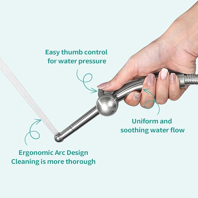 BARROCK Bidet Sprayer for Existing Toilet, Advanced Handheld Ergonomic Jet Spray Set with Precision Water Pressure Control for Muslim Shower/Feminine Hygiene/Pet Cleaning, Bruhsed Nickel