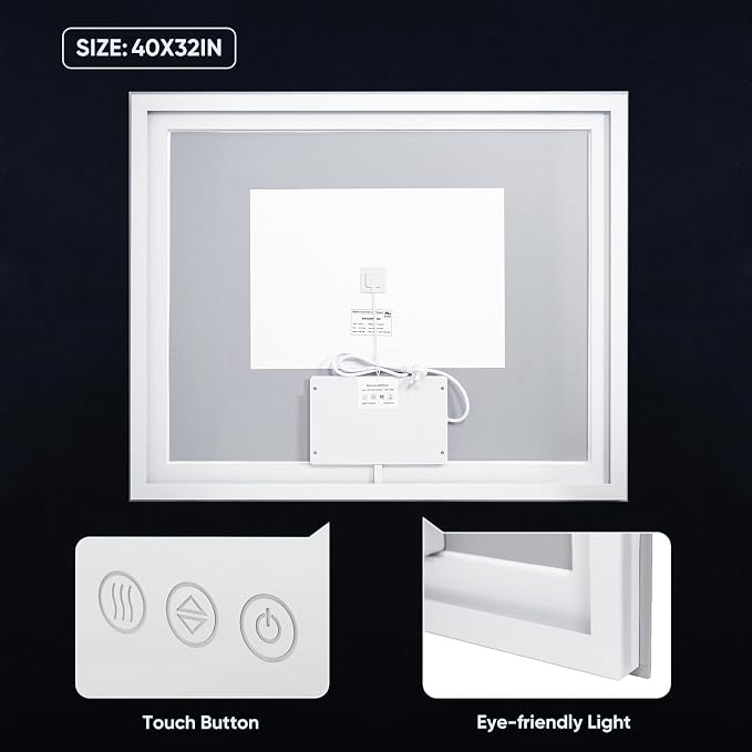 36"x36" LED Bathroom Mirror with Lights | Frontlit & Backlit Anti-Fog Mirror, Dimmable 3 Color Temperature with Memory Function & HD Shatter-Proof Tempered Glass