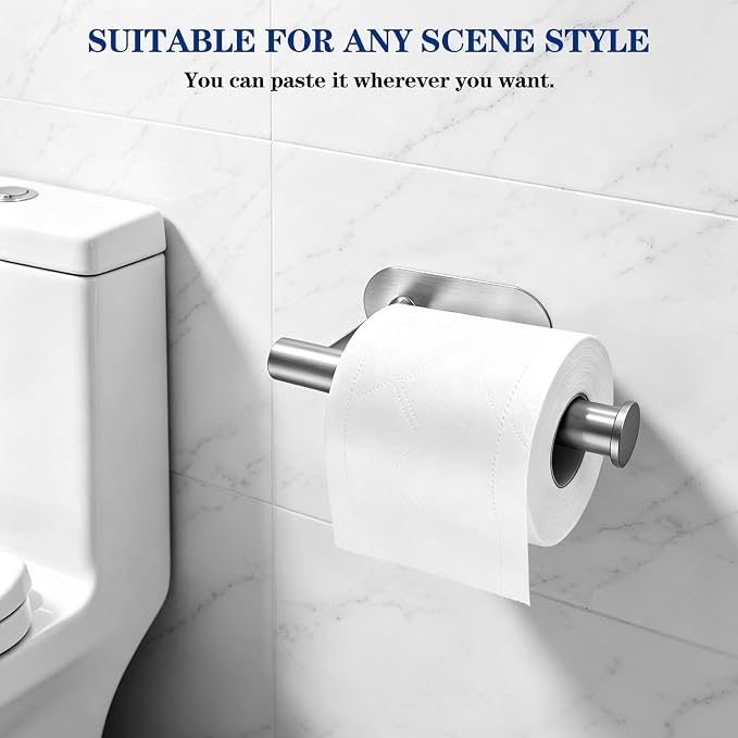 SetSail Adhesive Toilet Paper Holder Wall Mount Brushed Nickel, 2 Packs | No Drill Adhesive,Waterproof and Rustproof Stainless Steel,Wall Mount Design,for Bathroom