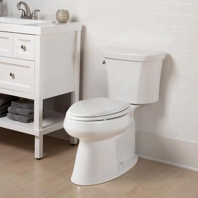Mayfair Cassel Slow Close Toilet Seat, Easy Clean, Non Slip Premium Wood Seat, Easy Install, Made in USA, Round, Bone