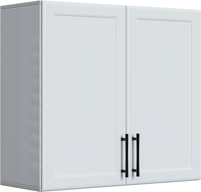 FIMELLO Wall Cabinet, Wooden Medicine Cabinet, Wall Amount Cabinet for Bathroom Laundry Kitchen Garage, White