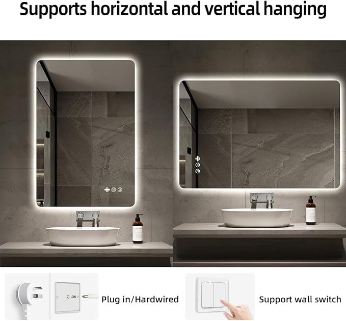 28" x 36" LED Bathroom Mirror with Lights - Motion Sensor | Smart Backlit Mirror Bathroom, Frameless, Auto Sensor, Anti-Fog, Stepless Dimmable 3-Color, Ultra-Clear & Shatter-Proof