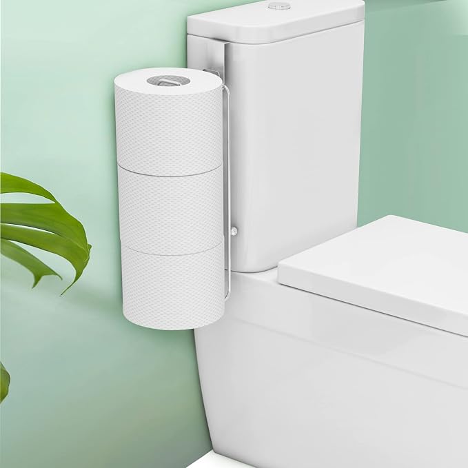 Conworld Toilet Paper Holder Brushed Nickel for 3 Roll Tissue, 1 Pack Bathroom Toilet Paper Storage Over The Tank, Stainless Steel Rustproof Bathroom Toilet Paper Roll Holder Wall Mount, Silver