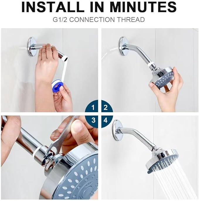 High Pressure Shower Head, HOPOPRO 5-Mode Fixed Showerhead, NBC Recommended | The Washington Post, NBC News, Today TV Show Recommended, Consumer Reports Tested High Flow Fixed Shower Head (4 Inch Silver)