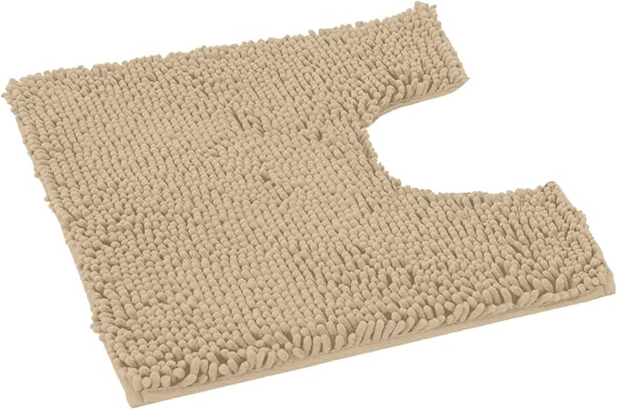 LuxUrux Birch Bath Mat - U-Shaped Contoured Rug for Around Toilet, Super Absorbent Shaggy Bath Rug. Easy Machine Wash & Dry (20" x 23", Birch)