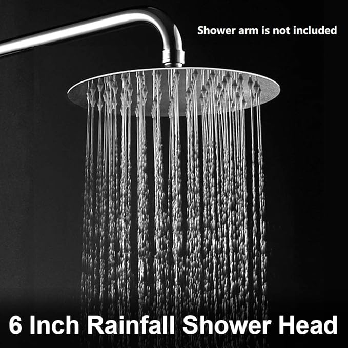 NearMoon Rain Shower Head, Ultra-Thin Design-Pressure Boosting, Awesome Some Experience, High Flow Stainless Steel Rainfall Head (6 Inch,Chrome Finish)