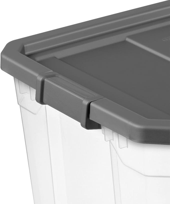 Sterilite 16-Pack Modular Stacker Box, Durable Clear Plastic Storage Bins with Latching Lids, 108 Quart - Stackable Organizing Container Boxes for Closet, Bathroom, and Office