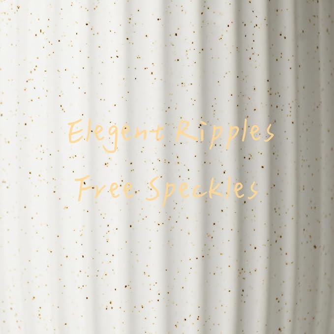 Speckled White Ceramic Foam Dispenser, Rippled Shape Gold Top | Modern Minimal Design, Subtle Bathroom Upgrade, Elegant Gold Accent, Marble Decor Match, Soft Foam Pump, 12 oz Capacity