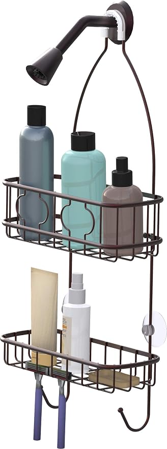 Simple Houseware Bathroom Hanging Shower Head Caddy Organizer, Bronze | (24 x 10.2 x 4.25 inches)