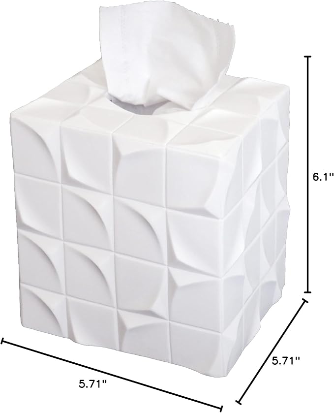 Hymmah Modern Square Tissue Box Cover Holder,Bathroom Accessories Decor Unique Design Tissue Box Cover for Bathroom Vanity Counter Tops Also Great for Bedrooms and Living Rooms