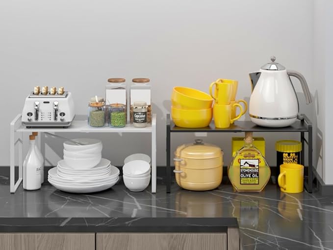 Expandable Cabinet Shelf Organizer Riser for Kitchen Pantry Cupboard Under Sink Countertop,Kitchen Cabinet Shelf