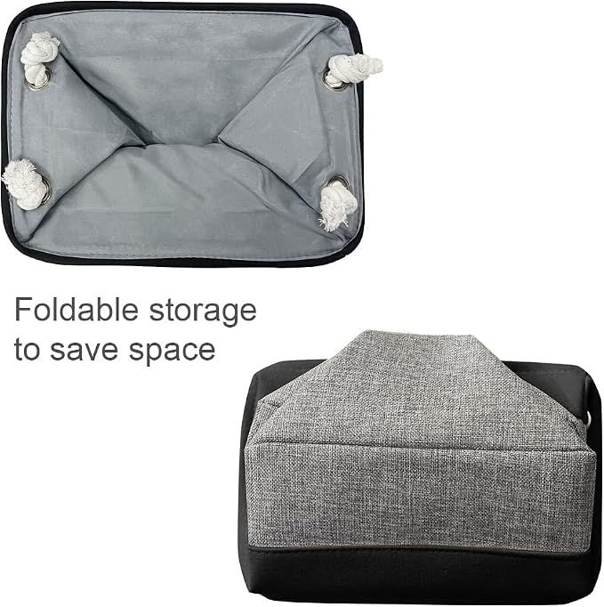 Storage Basket for Organizing - 1 Pack 14x10x6.7 inch Collapsible Storage Bins for Shelves, Dog Toy Bin for Closet Organizer laundry Gift Cloth Nursery (Grey & Black)