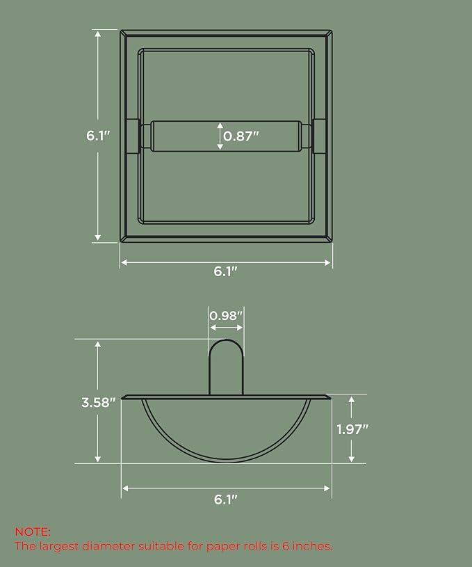 FORIOUS Recessed Toilet Paper Holder for Mega Rolls, Oil Rubbed Bronze | Stainless Steel Tissue Roll Holder Wall Mount for Bathroom Space-Saving Design, in Wall Toilet Paper Dispenser Insert