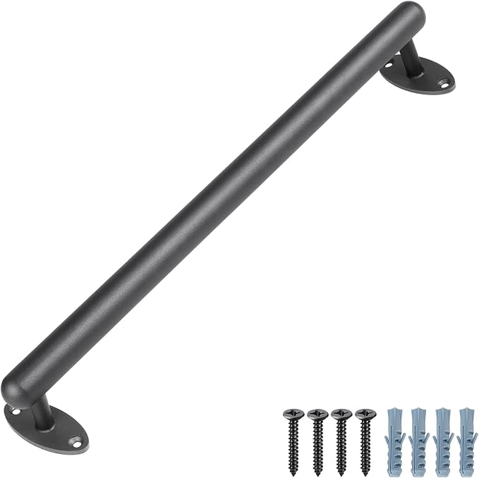 SELEWARE 38 Inch Pipe Stair Handrail Metal Staircase Handrail Industrial Hand Rails for Indoor & Outdoor Steps Wall Mount Hand Rails for Indoor Stairs 1.3" Pipe Safety Grab Bar for Stairs Porch