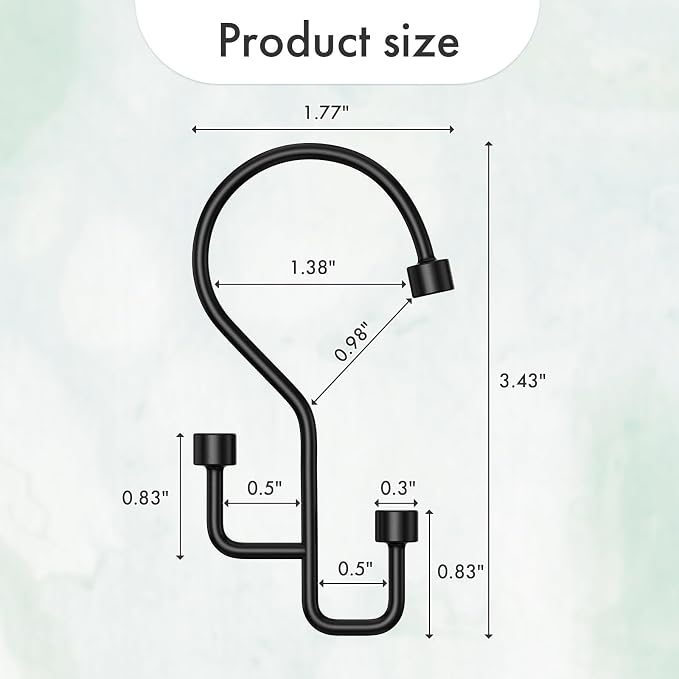 Bathway 12-Pack Double Shower Curtain Hooks, Rust-Resistant Metal Shower Curtain Rings with High-Low Design to Separate Liner & Curtain, Smooth Glide, Black