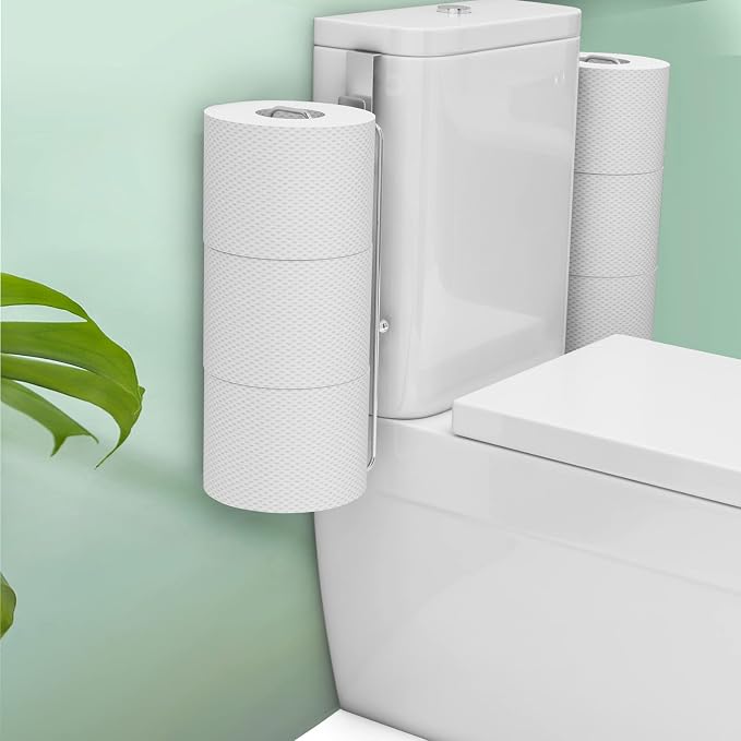 Conworld Toilet Paper Holder Brushed Nickel for 6 Roll Tissue, 2 Packs Bathroom Toilet Paper Storage Over The Tank, Stainless Steel Rustproof Hanging Toilet Roll Holder for Bathroom, RV, Camper,Silver
