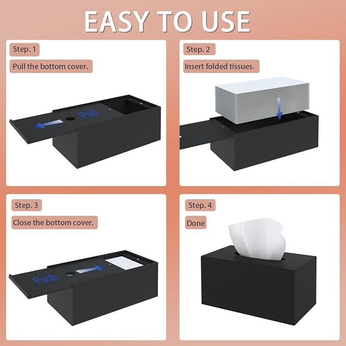 SILUT Tissue Box Cover Rectangular, Extra Large Tissue Box Cover, Plus Size Tissue Box Holder, Acrylic Tissue Holder for Bathroom, Restaurant, Kitchen - Matte Black, 9.85x5.1x5.28''